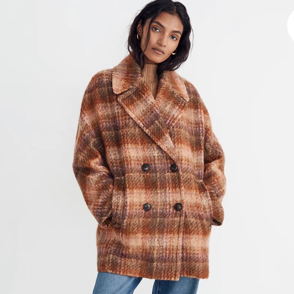 Madewell Plaid Carville Oversized Peacoat